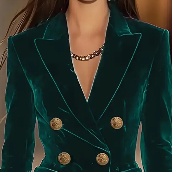 Velvet Double-Breasted Blazer Dress | New Mini Cotton Bodycon Dress - Picture 5 of 10